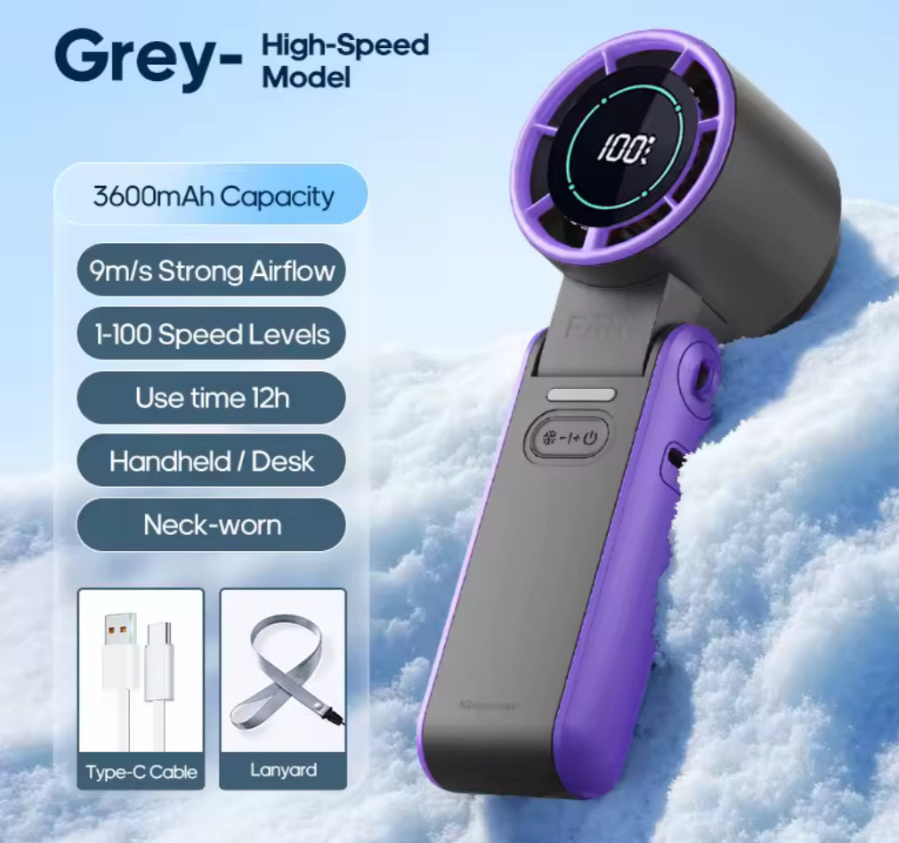 Turbo Mini Fan with Instant Cold Compress & LED Display