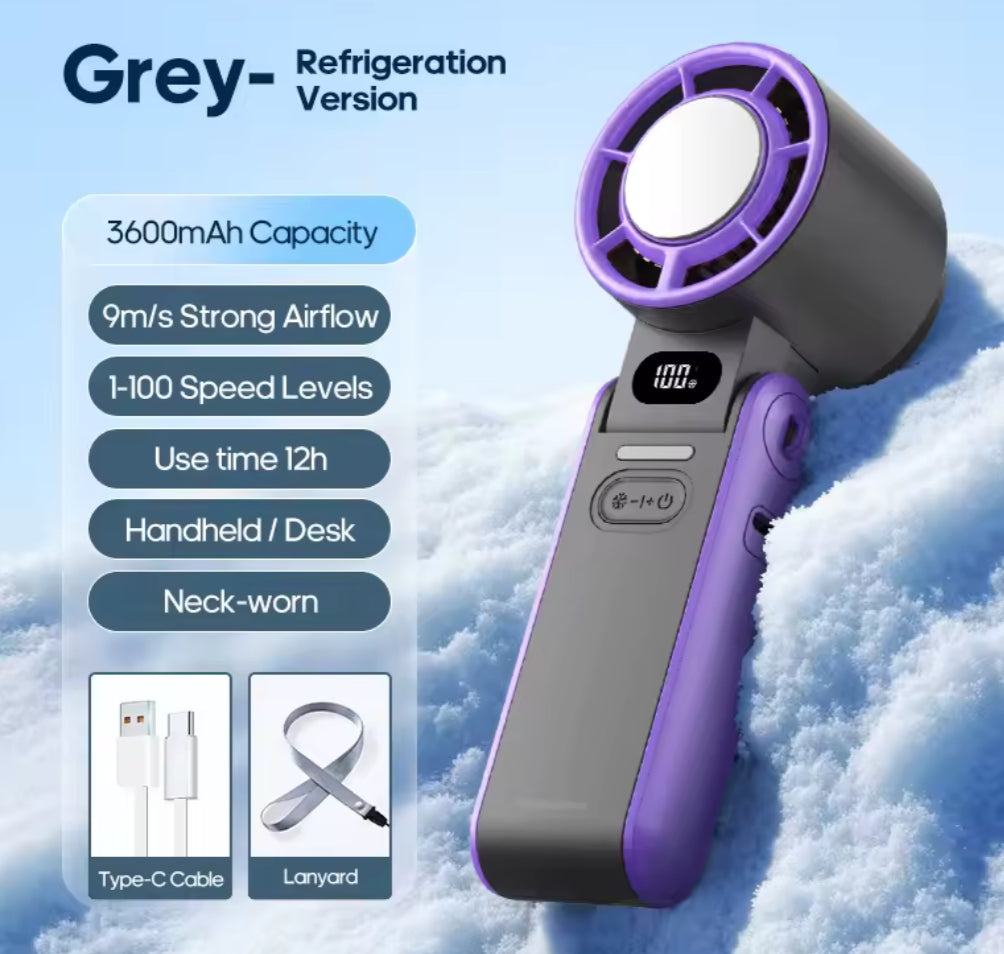 Turbo Mini Fan with Instant Cold Compress & LED Display