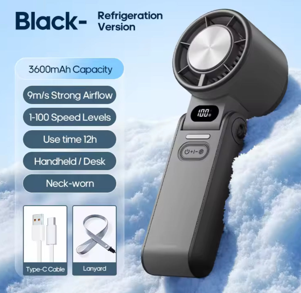 Turbo Mini Fan with Instant Cold Compress & LED Display